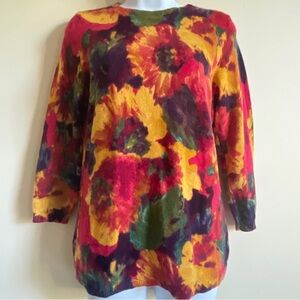 Talbots Floral Cashmere Sweater Size M